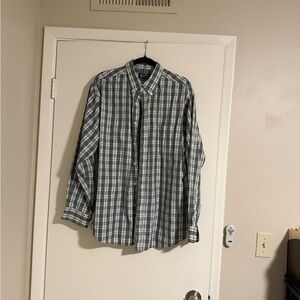 Puritan Blue and White Plaid Long-Sleeve Button-Down Shirt